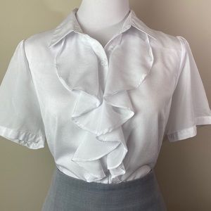 GONE! (0165) white ruffle blouse